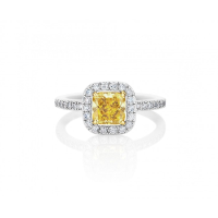 DE BEERS YELLOW AURA CUSHION CUT RING