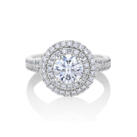DE BEERS AURA DOUBLE HALO SOLITAIRE RING